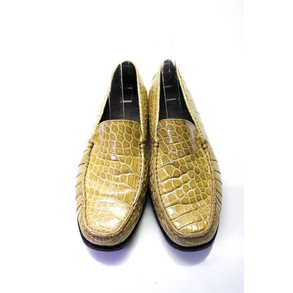 Tods Womens Leather Animal Print Apron Toe Slip-On Loafers Yellow Size EUR39 - Picture 2 of 5
